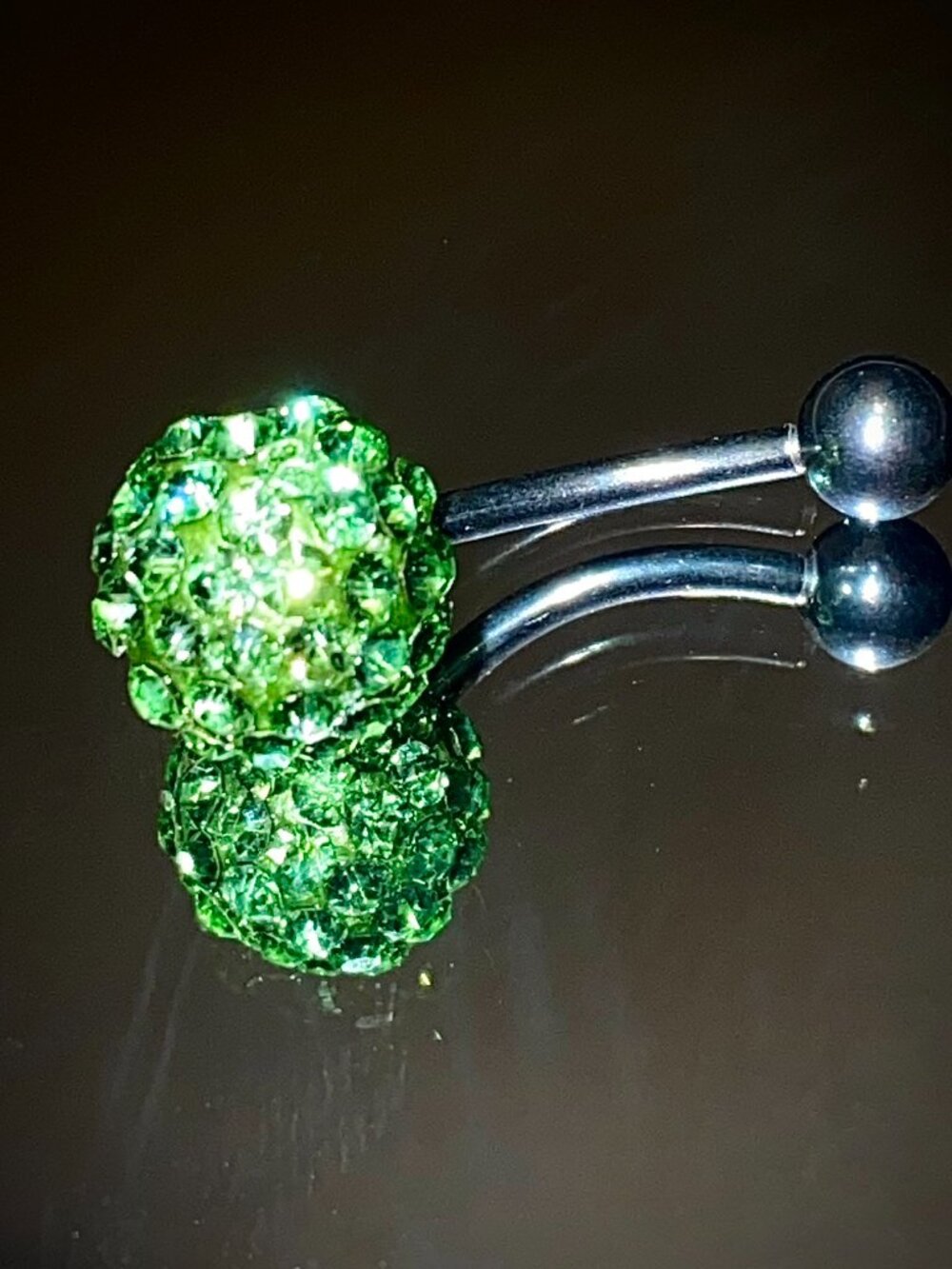 Shamballa Belly Ring Navel Lime Green CZ